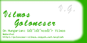 vilmos goloncser business card